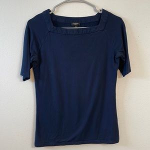 Talbots blue square neck blouse